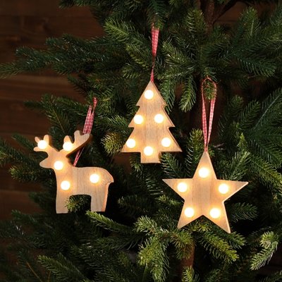 Noma 13cm Hanging Wooden Characters With Berry Lights