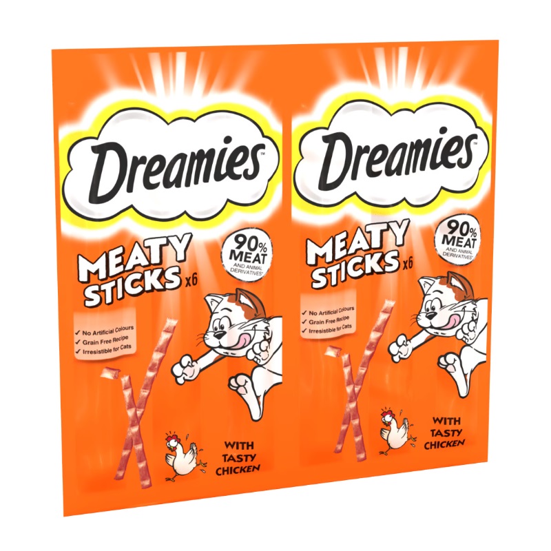 Dreamies Meaty Sticks Cat Treats Chicken 6pk