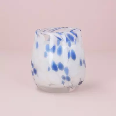 Gisela Graham Blue Marble Effect Glass Scented Candle