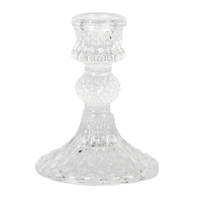 Grand Illusions Glass Candlestick Harlequin Clear