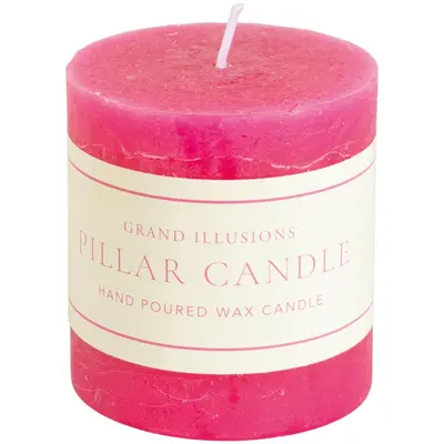 Grand Illusions Rustic Pillar Candle Fuchsia 7cm x 7.5cm - image 1