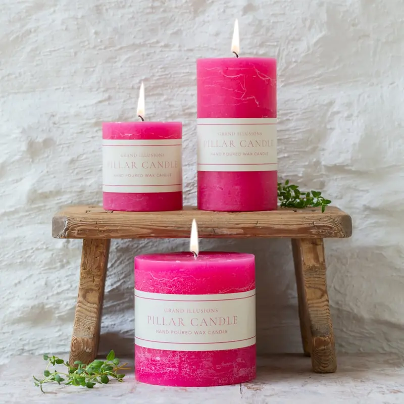 Grand Illusions Rustic Pillar Candle Fuchsia 7cm x 7.5cm - image 2