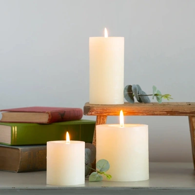 Grand Illusions Rustic Pillar Candle Ivory 7cm x 7.5cm - image 2