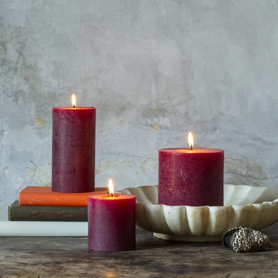 Grand Illusions Rustic Pillar Candle Plum 7cm x 13cm - image 2