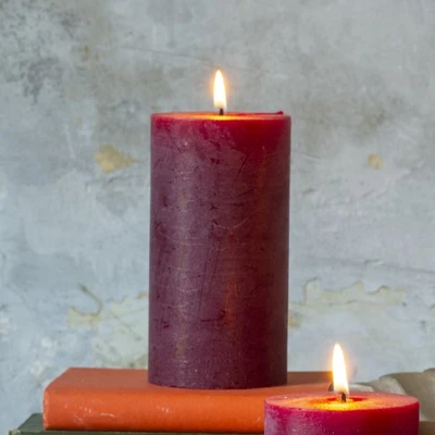 Grand Illusions Rustic Pillar Candle Plum 7cm x 13cm - image 1