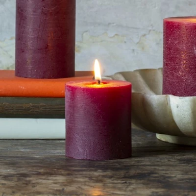 Grand Illusions Rustic Pillar Candle Plum 7cm x 7.5cm - image 1