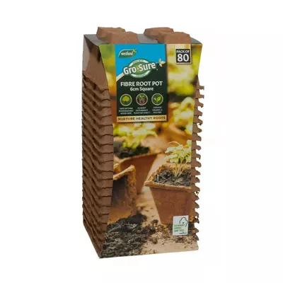 Gro-Sure Fibre Root Pot Square 6cm 80pk - image 1