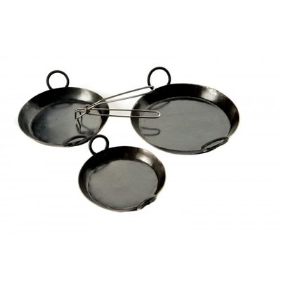 Kadai Set Of 3 Skillets & Tongs