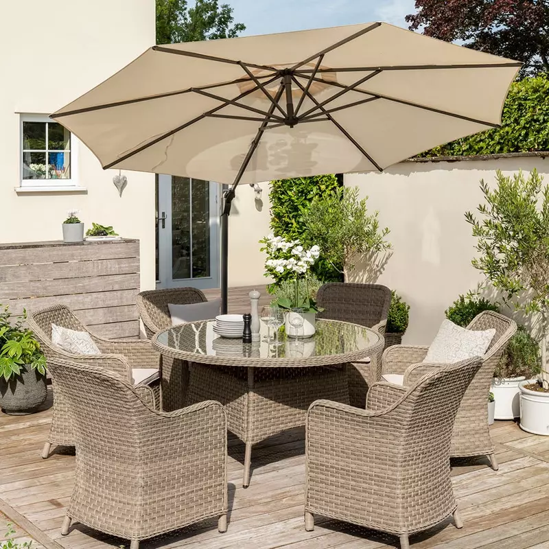 Kettler Free Arm Round Parasol 3m Stone - image 2