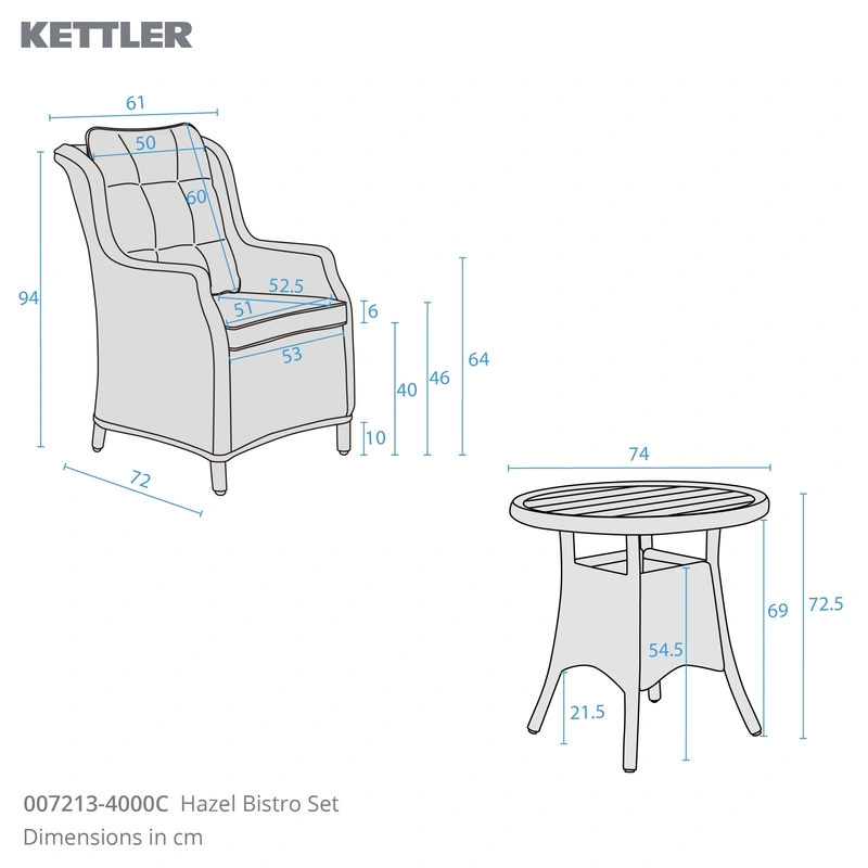Kettler Hazel Wicker Bistro Set - image 4