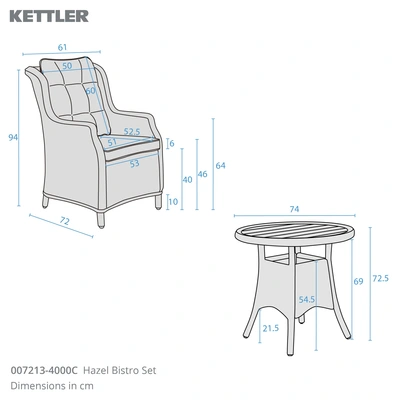 Kettler Hazel Wicker Bistro Set - image 4