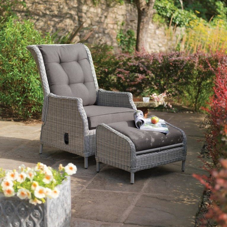 Kettler Palma Classic Recliner With Footstool Whitewash - image 4