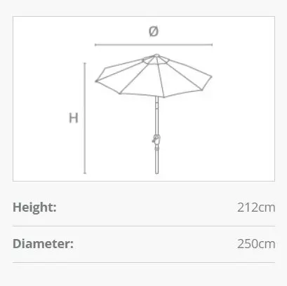 Kettler Wind-Up Parasol 2.5m Taupe - image 4