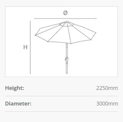 Kettler Wind-Up Parasol 3m Taupe - image 4