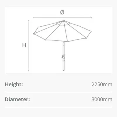 Kettler Wind-Up Parasol 3m Taupe - image 4