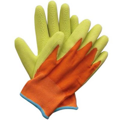 Kids Junior Digger Green & Orange Gloves