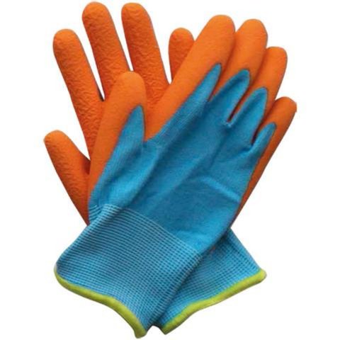 Kids Junior Digger Orange & Blue Gloves