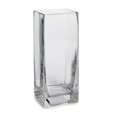 Lotus Glass Vase Cuboid Clear 26cm