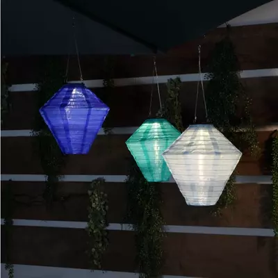 Diamond Lanterns L-R: Royal Blue, Aqua, Blue
