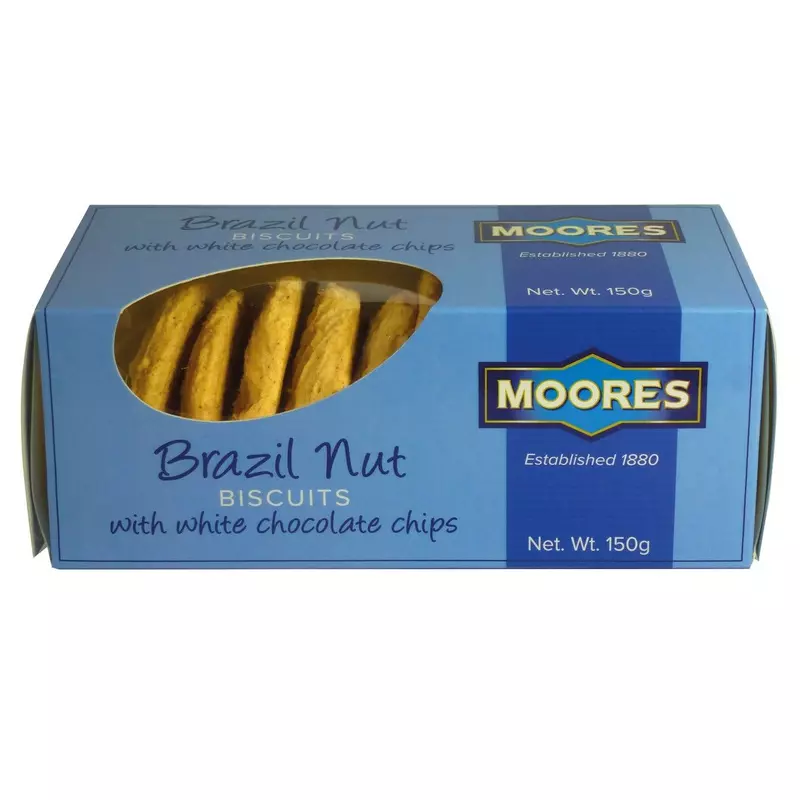 Moores Brazil Nut & White Choc Chip Biscuits 150g