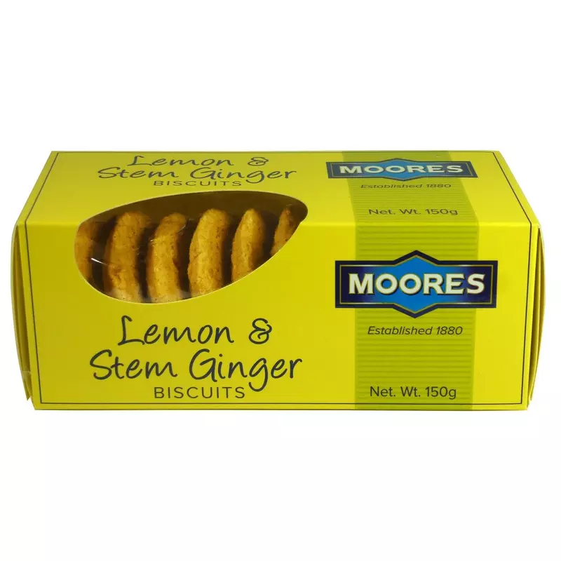 Moores Lemon & Stem Ginger Biscuits 150g