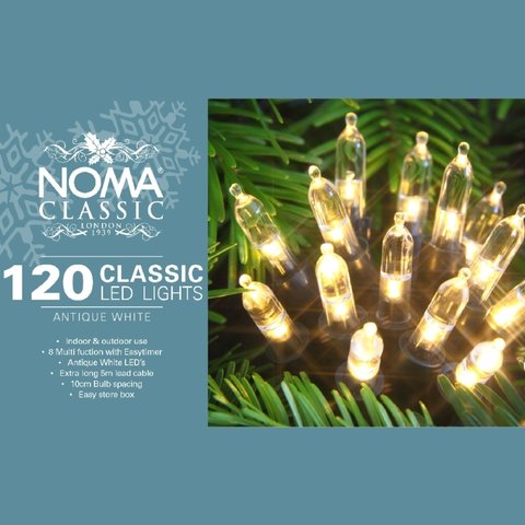 Noma 120 White Noma Classic String Lights With Green Cable