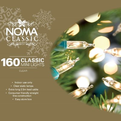 Noma 160 Clear Classic Mini String Lights With Green Cable