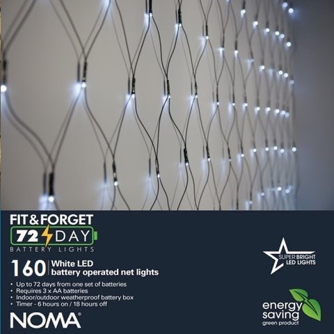 Noma 160 Fit & Forget B/O White Multicolour Funtion Net Lights