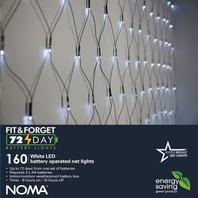 Noma 160 Fit & Forget B/O White Multicolour Funtion Net Lights