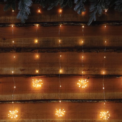 Noma 235 Warm White Micro LED Firework Curtain With Silver Wire