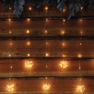 Noma 235 Warm White Micro LED Firework Curtain With Silver Wire