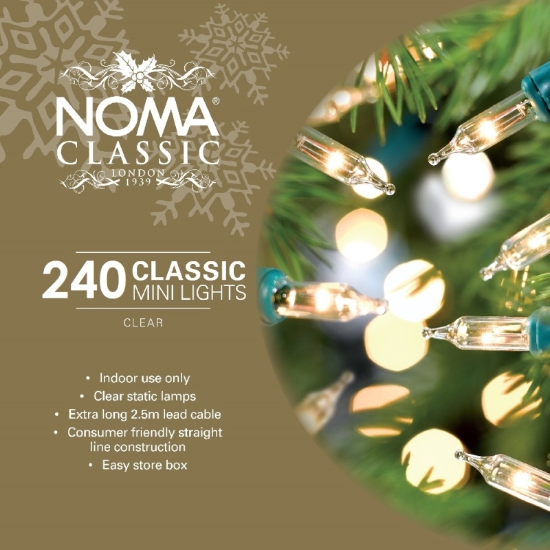 Noma 240 Clear Classic Mini String Lights With Green Cable Groves