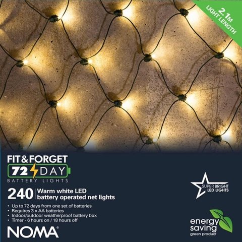 Noma 240 Fit & Forget B/O Warm White Multifunction Net Lights