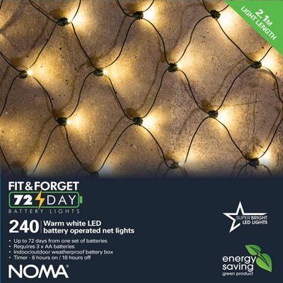 Noma 240 Fit & Forget B/O Warm White Multifunction Net Lights