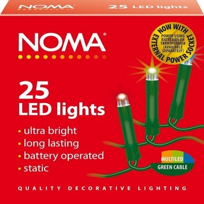 Noma 25 Multi Static Led Lights With Green Cable