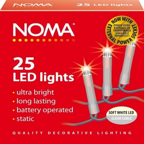 Noma 25 Warm White Static Led Lights With Clear Cable