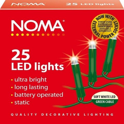 Noma 25 Warm White Static Led Lights With Green Cable