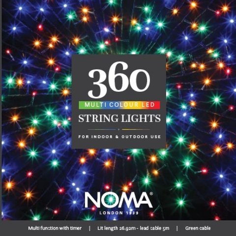 Noma 360 Multicolour Multifunction String Lights & Green Cable