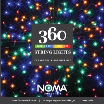 Noma 360 Multicolour Multifunction String Lights & Green Cable