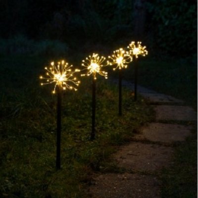 Noma 4 Warm White Firework Stake Lights With Warm White Micro Leds