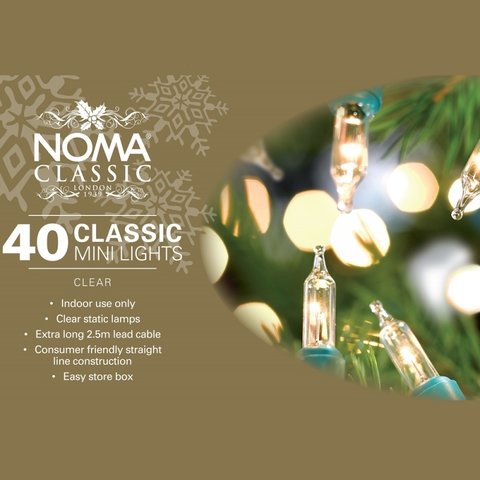 Noma 40 Clear Classic Mini String Lights With Green Cable