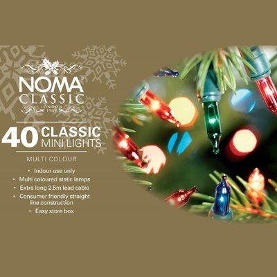 Noma 40 Multicolour Classic Mini String Lights With Green Cable
