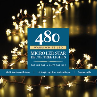 Noma 480 Warm White Micro Star Garland With Copper Wire