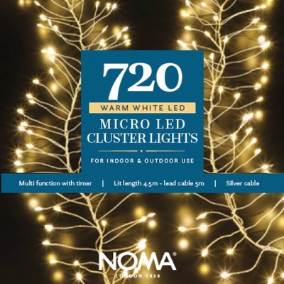 Noma 720 Warm White Micro Cluster Lights With Silver Wire