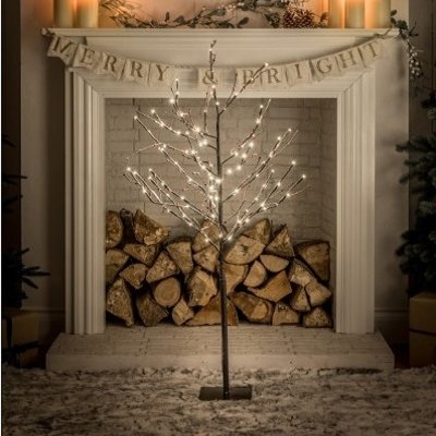 Noma Snowy Twig Tree With Berries Warm White 4ft