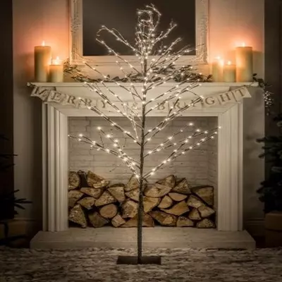 Noma Snowy Twig Tree With Berries Warm White 6ft
