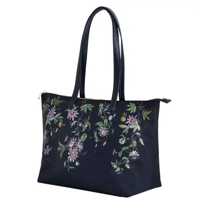 Fable Passion Flower Navy Tote Bag