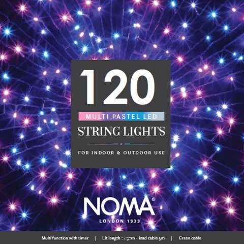 Noma 120 Pastel Multifunction String Lights With Green Cable