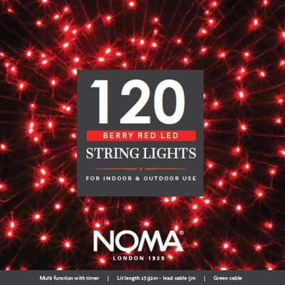 Noma 120 Red Multifunction String Lights With Green Cable