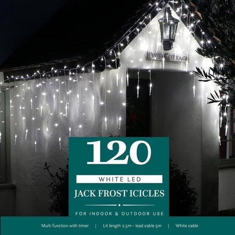 Noma 120 White Multifunction Jack Frost Icicles With White Cable
